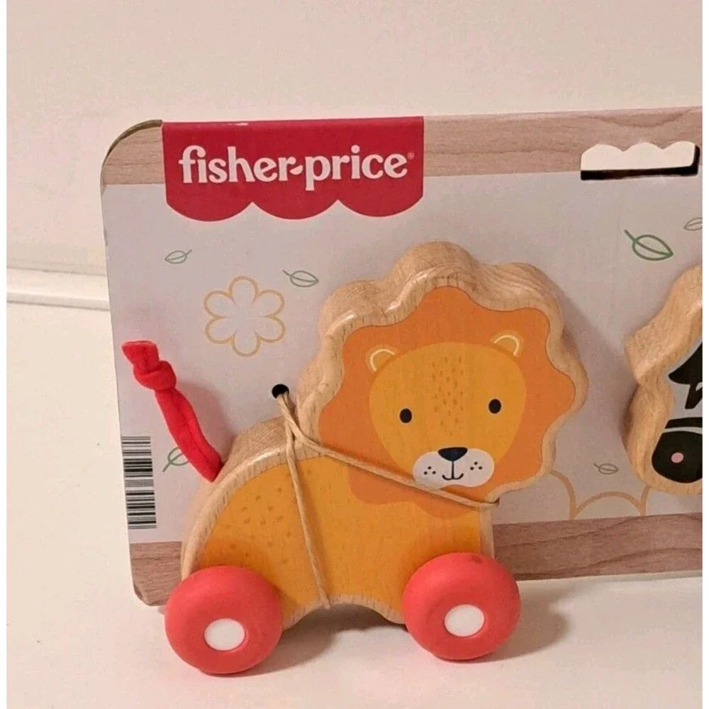 Fisher Price  Wooden Push Along Animals  New In Original Packaging